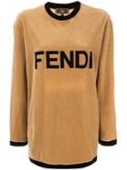 Fendi Vintage Logo Print Velvet Top - Brown
