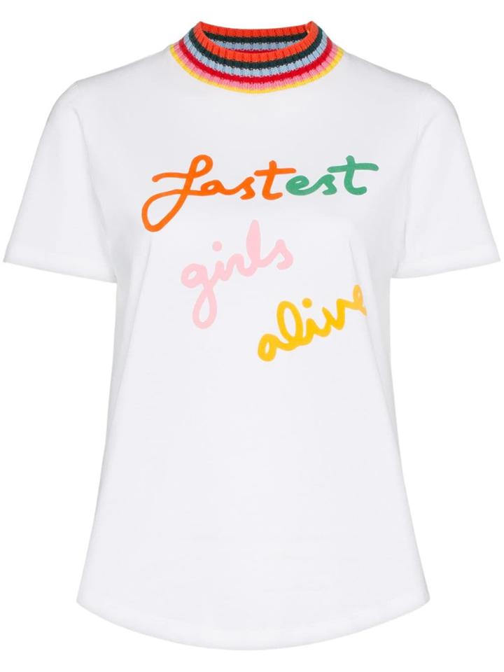 Mira Mikati Fastest Girls Alive Print Cotton T-shirt - White