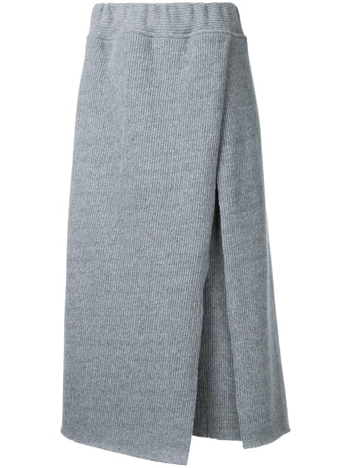 Osakentaro Ribbed Detail Skirt - Grey
