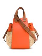 Loewe Leather And Straw Bucket Bag - Orange