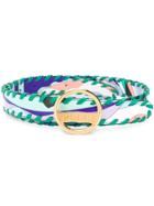 Emilio Pucci Burle Print Whipstitched Leather Belt - Green