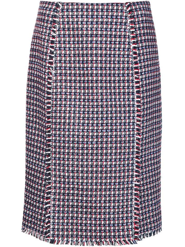 Carolina Herrera Frayed Hem Check Print Skirt