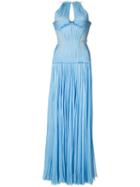 J. Mendel - Pleated Gown - Women - Silk - 8, Blue, Silk