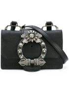 Miu Miu Buckle Detail Shoulder Bag, Women's, Black, Sheep Skin/shearling/metal/glass