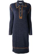 J.w.anderson - Contrast Knitted Dress - Women - Merino - 8, Blue, Merino