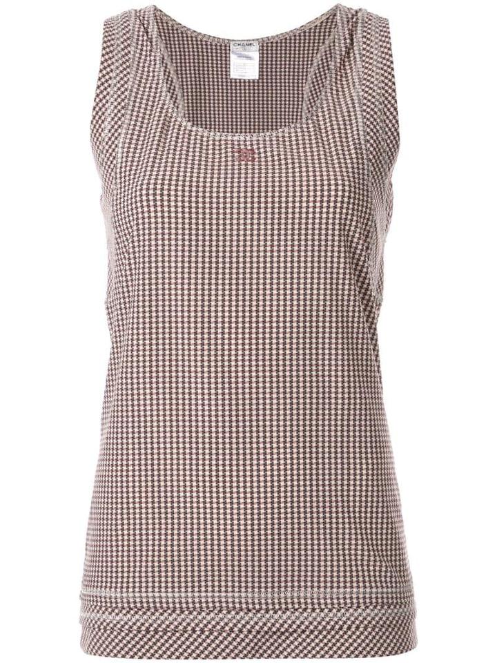 Chanel Pre-owned Houndstooth Print Tank Top - Purple