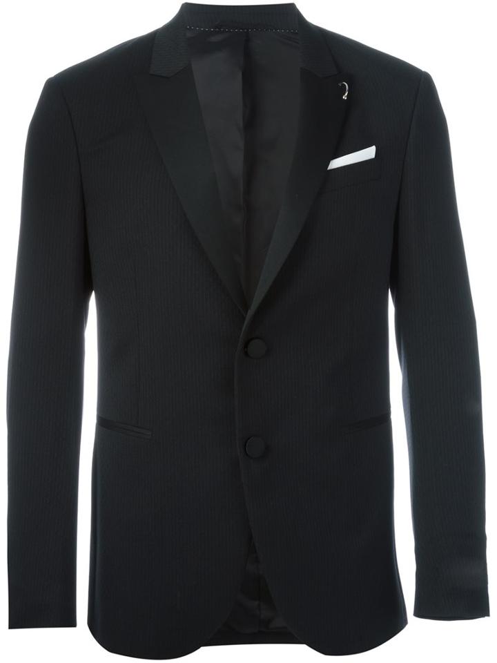 Neil Barrett Piercing Detail Blazer, Men's, Size: 46, Black, Polyester/spandex/elastane/virgin Wool