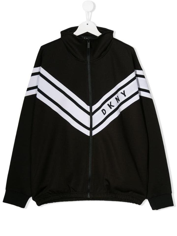 Dkny Kids Chevron-print Logo Sweatshirt - Black