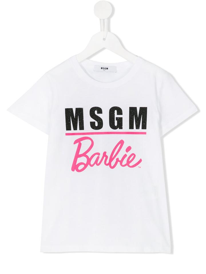 Msgm Kids Logo Print T-shirt, Girl's, Size: 10 Yrs, White