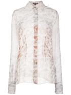 Sophie Theallet Sheer Marble Effect Blouse - Nude & Neutrals