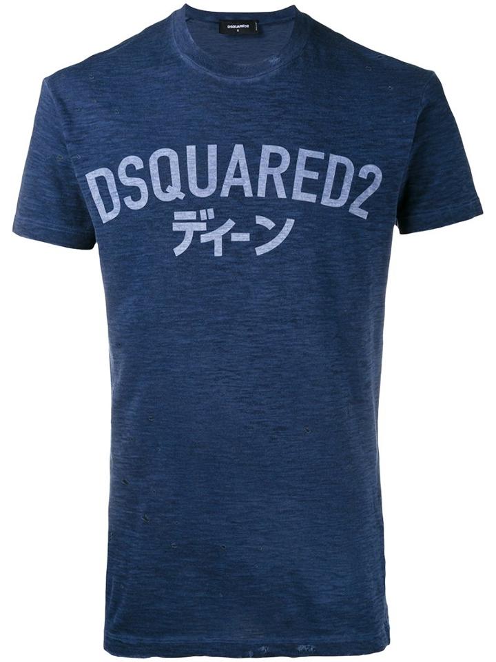 Dsquared2 Logo T-shirt, Men's, Size: Large, Blue, Cotton