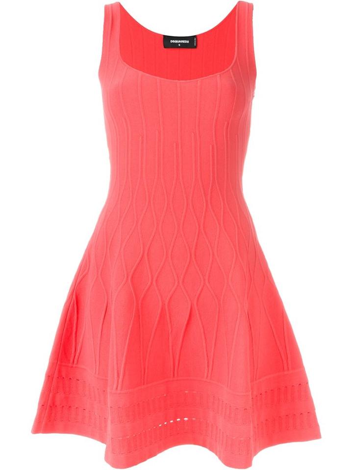 Dsquared2 Flared Sleeveless Dress, Women's, Size: Large, Pink/purple, Viscose/polyester