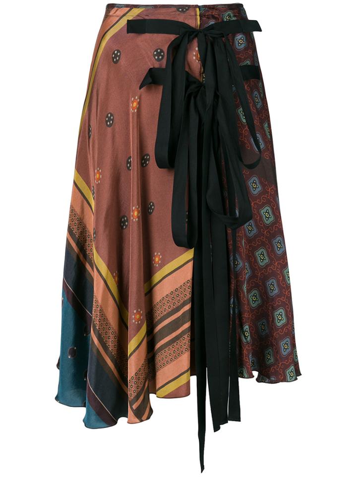 Hache Waist-tied Flare Skirt - Multicolour