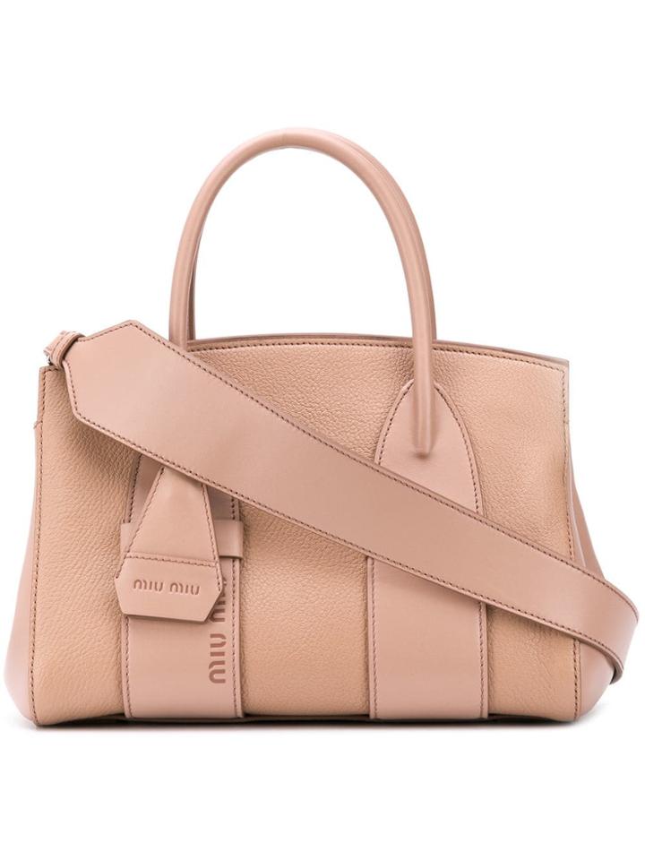 Miu Miu Embossed Logo Tote Bag - Pink