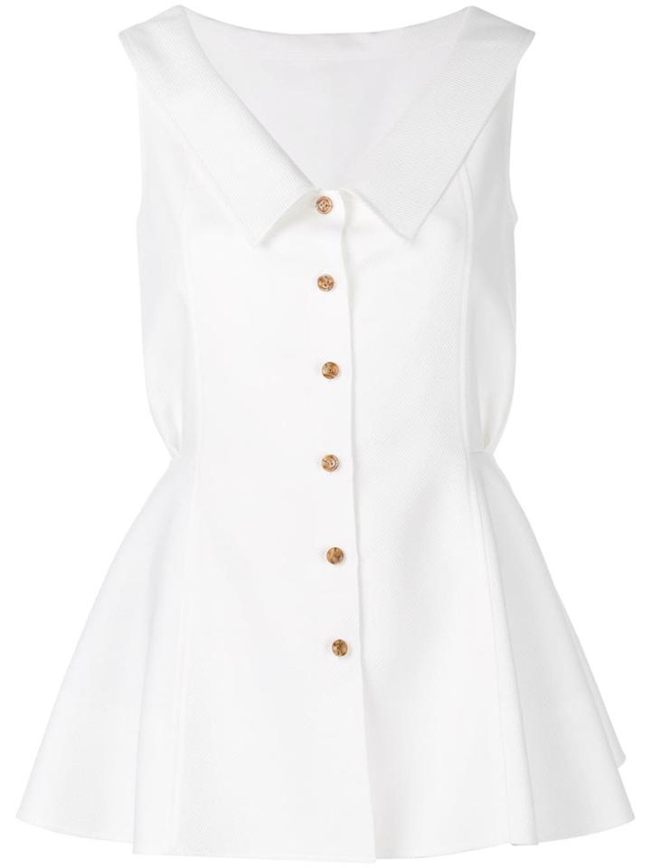 Adeam Button-down Flared Vest - White