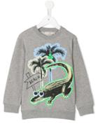 Stella Mccartney Kids Croco Beach Print Billy Sweatshirt, Boy's, Size: 6 Yrs, Grey