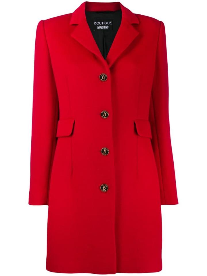 Boutique Moschino Single-breasted Coat - Red
