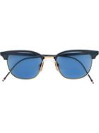 Thom Browne Square Frame Sunglasses, Adult Unisex, Blue, 18kt Gold/metal