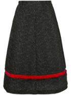 Comme Des Garçons Vintage Abstract Embroidery Flared Skirt - Black