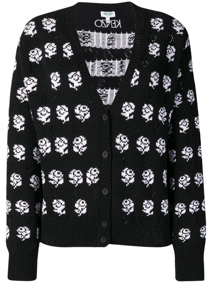 Kenzo Rose Print Cardigan - Black