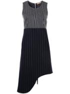 Nehera Pinstripe Asymmetric Sleeveless Dress - Black