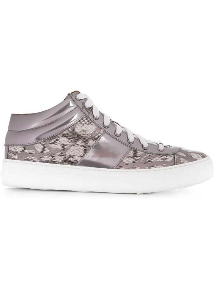 Jimmy Choo Bells Hi-top Sneakers, Women's, Size: 38, Grey, Calf Leather/rubber/leather