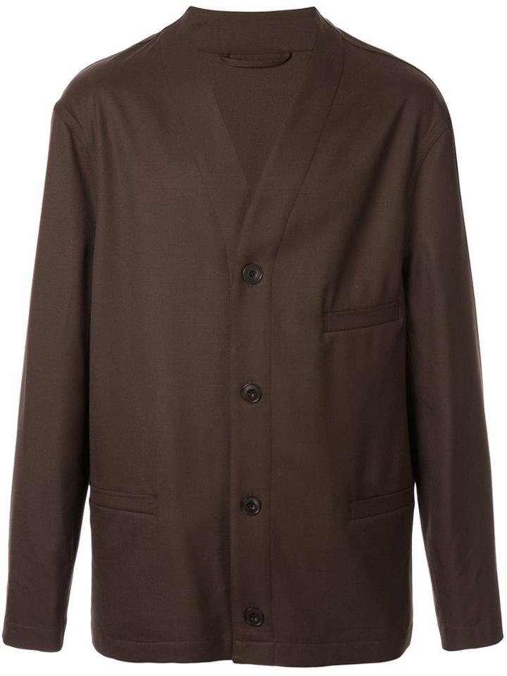 Lemaire Relaxed-fit Collarless Jacket - Brown