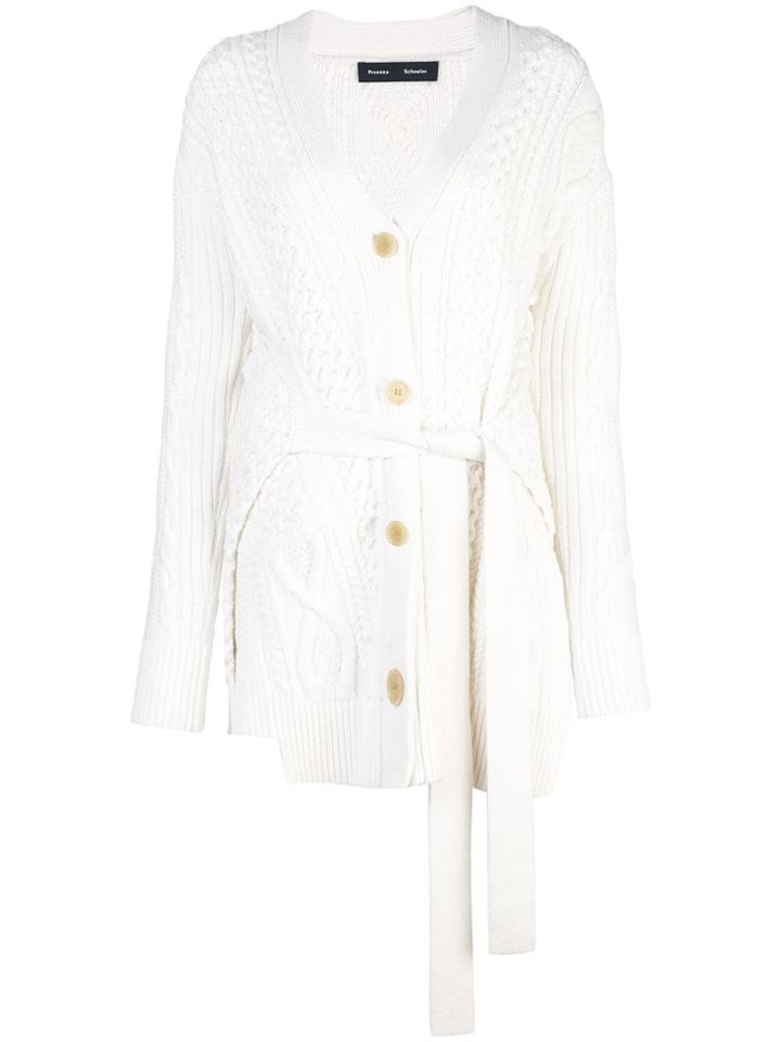 Proenza Schouler Cable Knit Robe Cardigan - White
