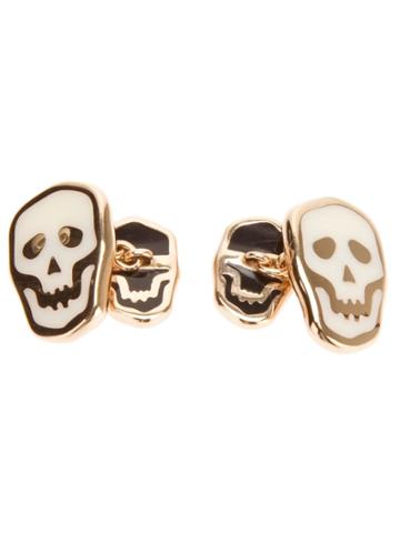 Gavello 18 Kt Gold Skull Cufflinks - Black