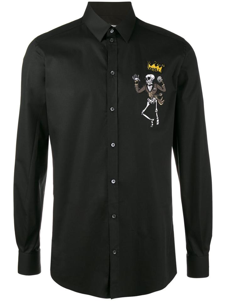 Dolce & Gabbana Royal Skeleton Appliqué Shirt - Black
