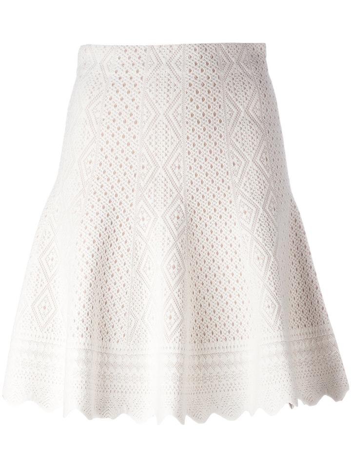 Alexander Mcqueen Jacquard Knit Skirt, Women's, Size: Large, Nude/neutrals, Silk/polyester/viscose