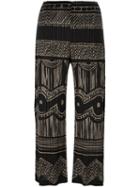 Pleats Please By Issey Miyake Pleated Print Cropped Trousers, Women's, Size: Iv, Black, Polyester