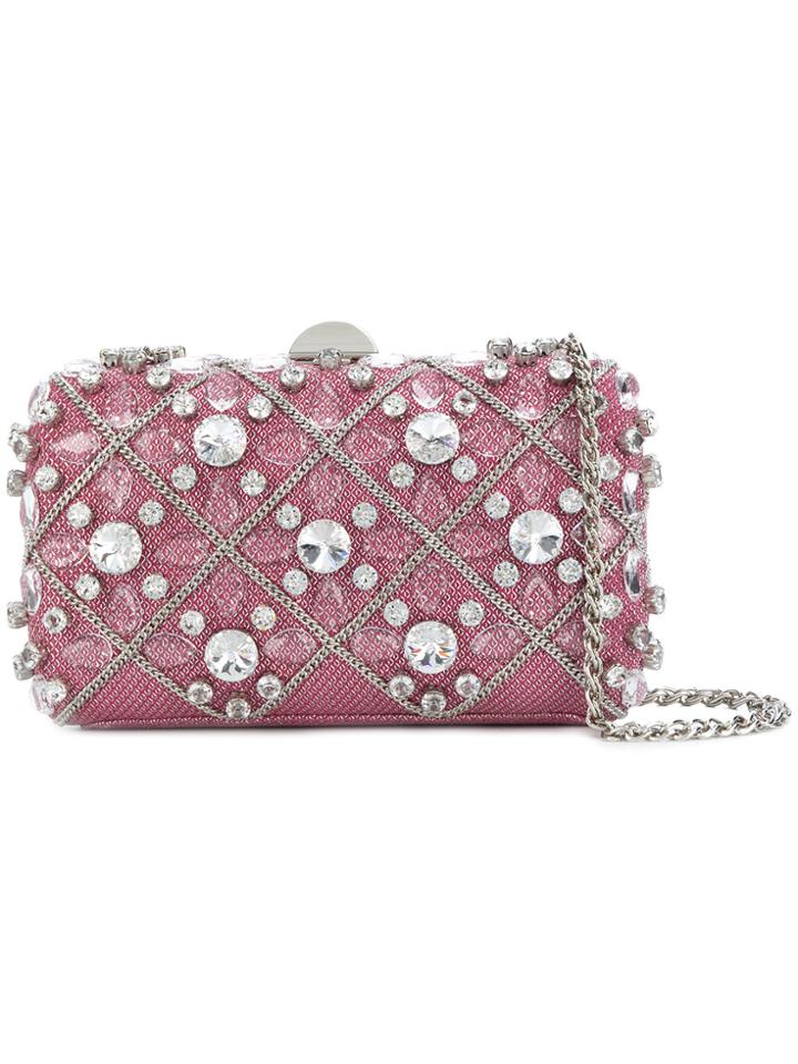 Rodo Embellished Hardshell Clutch - Pink & Purple