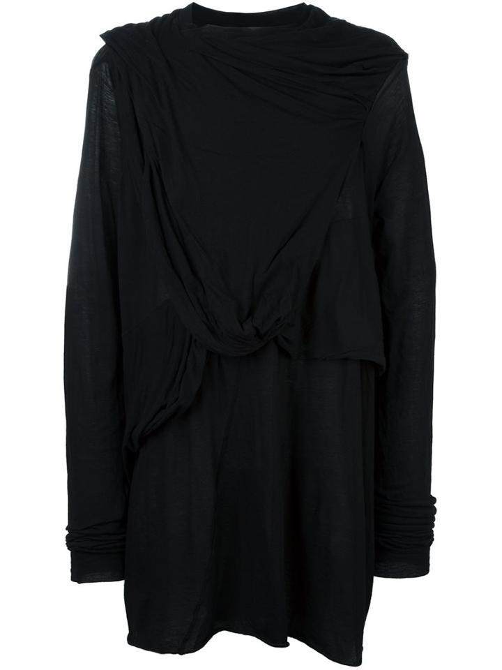 Rick Owens Draped Top, Men's, Size: Medium, Black, Cotton