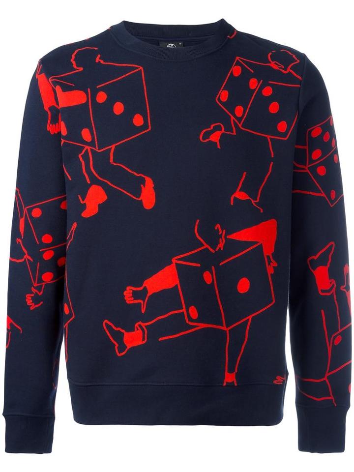 Ps By Paul Smith Dice Print Sweatshirt, Men's, Size: Small, Blue, Cotton