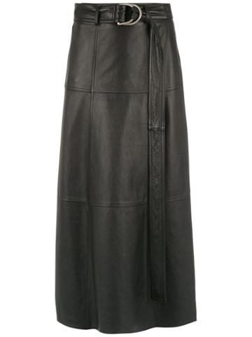 Gloria Coelho Midi Leather Skirt - Black