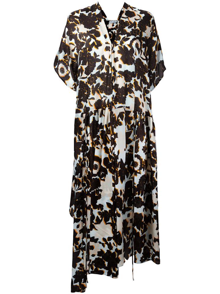 Christian Wijnants - Floral-print Dress - Women - Silk - 34, Blue, Silk