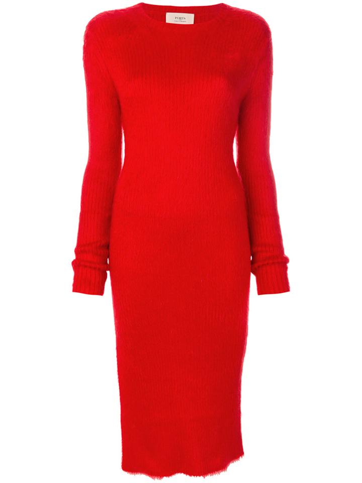 Ports 1961 High Slits Dress - Red