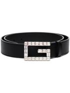 Gucci Black Crystal Embellished G Buckle Leather Belt