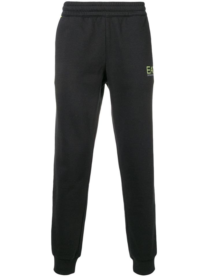 Ea7 Emporio Armani Logo Print Joggers - Black
