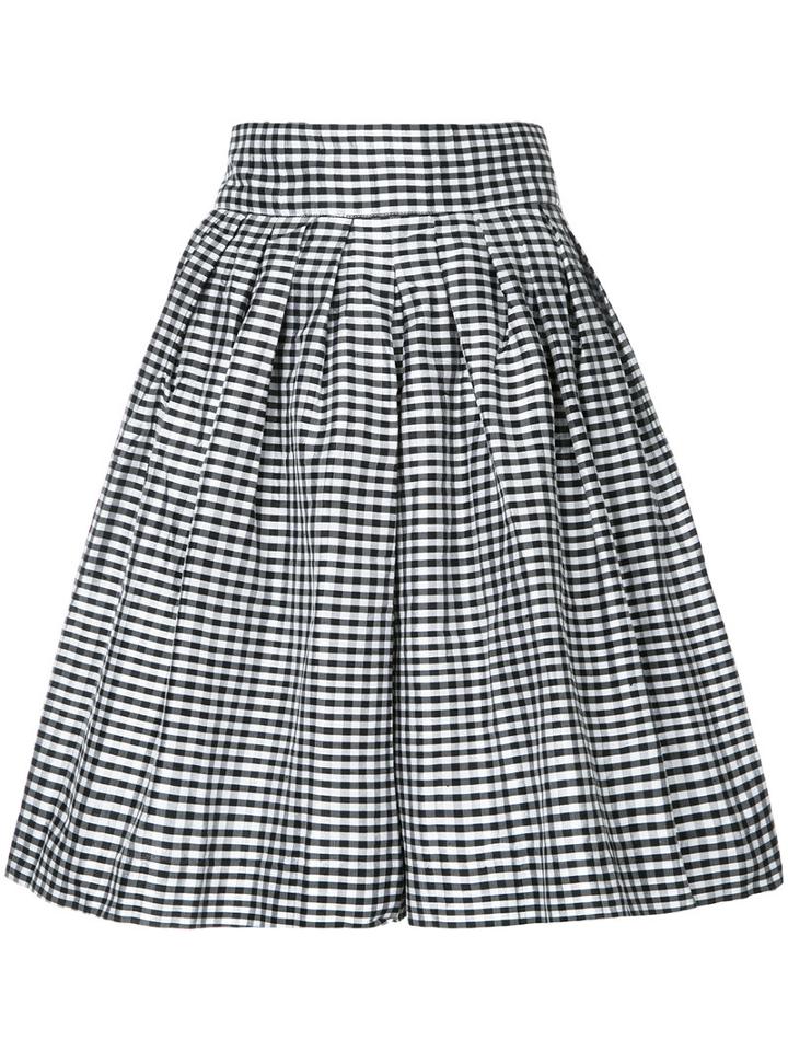 Bambah - Gingham Pleated Shorts - Women - Silk - 10, Black, Silk