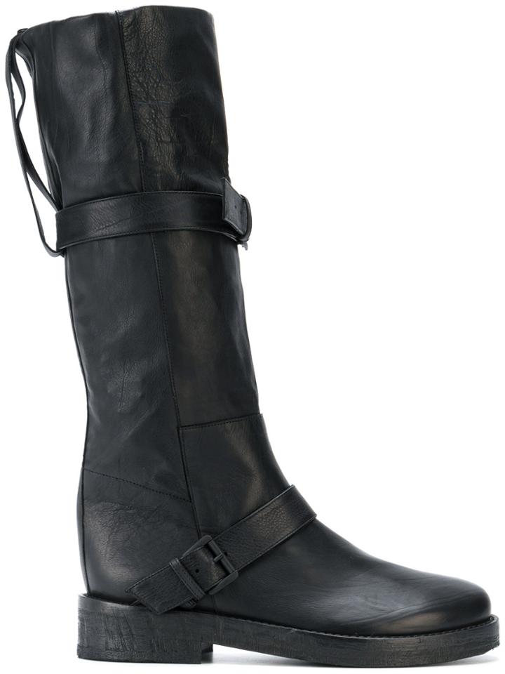 Ann Demeulemeester Blanche Flat Buckle Boots - Black