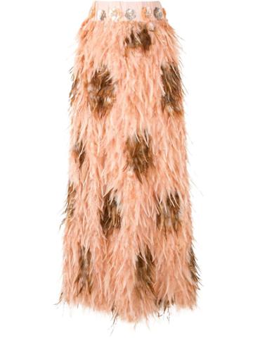 Alison Brett Blush Louulou Birthday Feather Maxi Skirt - Pink