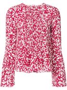 Oscar De La Renta Printed Pintuck Blouse - Red