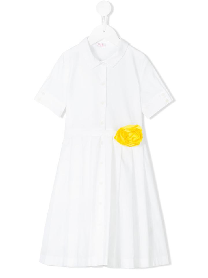 Il Gufo - Floral Detail Shirt Dress - Kids - Cotton/polyester - 12 Yrs, White
