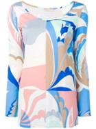 Emilio Pucci Acapulco Print Long Sleeved Tie Waist Top - White