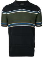 Roberto Collina Knitted Striped Polo Shirt - Black
