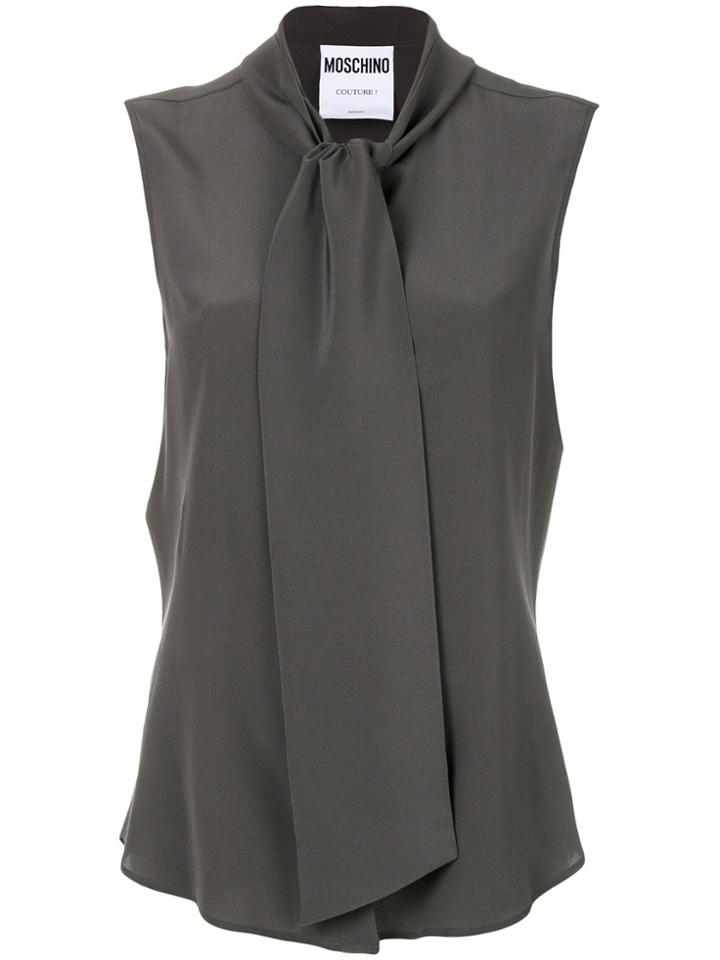 Moschino Sleeveless Scarf Tie Blouse - Grey