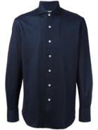 Canali Plain Shirt, Men's, Size: Medium, Blue, Cotton