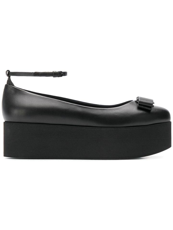 Salvatore Ferragamo Platform Appliqué Ballerina Shoes - Black